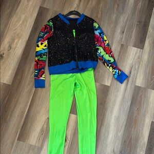 Revolution Vibrant Kids Dance Costume - Black and Green